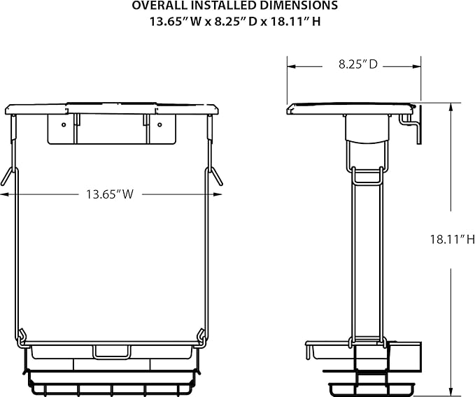82215, 5 Gallon Trash Rack Frame System (13-1/4" W x 8"D x 18-1/2"H)