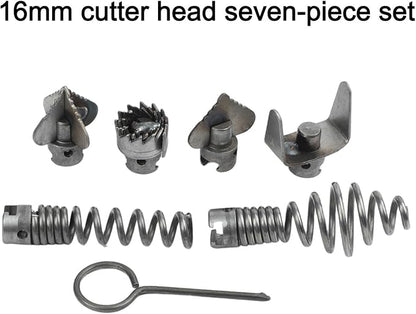 7-Piece Drain Cleaner Set With Rust-Resistant Cutter Heads Designed For Handling Various Clog Types In Residential And Commercial Drainage Systems(A)