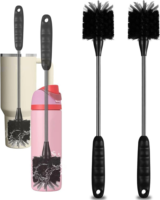 2 Pack Bottle Brush Set - 15 Inch Long Handle Bottle Brush Cleaner for Sports Water Bottles, Tumblers, Thermos, Glasswares, Coffee Mugs