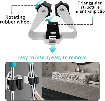 3-H Broom Hanger,Mop Holder Wall Mount 50 Pack, Broom Holder Wall Mount for Hanging and Organizing Shovel,Rake,Brush,Yard Tools in Kitchen,Laundry Room,Bathroom,House(Black)