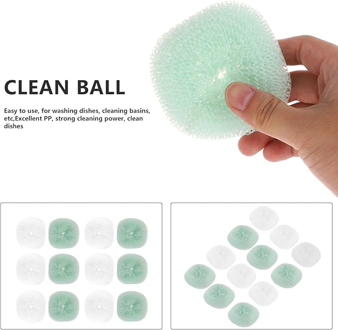 12pcs Kitchen Scouring Cleaning Balls Multi-Color Sturdy Scrubbers Ball for Pots Pans Rust and Stain Removal Household Dishwashing Tool Random Color