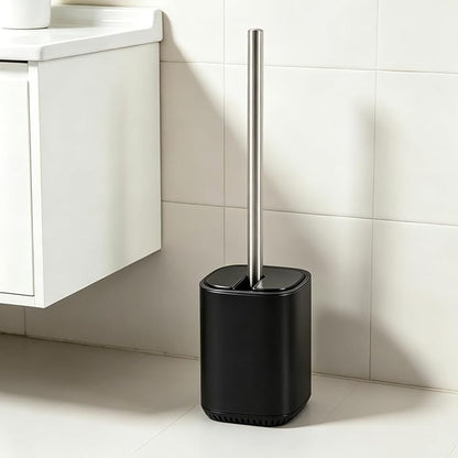 Toilet Brush and Holder Set Toilet Bowl Brush Stainless Steel Automatic Open lid Toilet Bowl Cleaner Brush Set Toilet Scrubber Kit Toilet Cleaning Brush for Bathroom