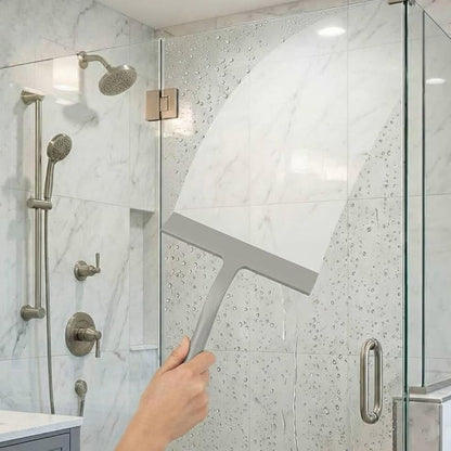 Shower Squeegee for Glass Doors, All-One-Piece Silicone Shower Squeegee with Hook Design for Easy Hanging and Cleaning (Gray)