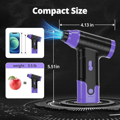 Compressed Air Duster Keyboard Cleaner - Electric Air Blower Cleaning Kit 150,000 RPM Mini Duster Spray for Dusting PC, Car, and Vacuum (Purple)