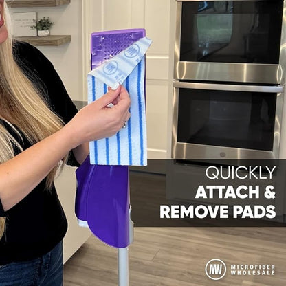 10" MWipes Semi-Disposable Microfiber Mop Pads - Compatible with Swiffer Wet Jet - Replacement Flat Mop Heads Compatible with Any Flat Mop System, 25 Pack