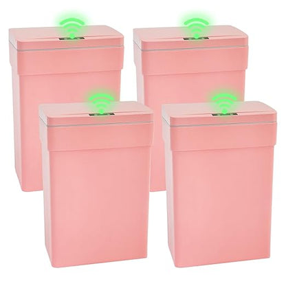 PayLessHere 13 Gallon 50 L Trash Can with Lid Plastic Kitchen Trash Bin Automatic Touch Free Motion Sensor Trash Can (4, Pink)