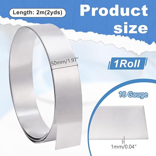 PH PandaHall Aluminum Flashing Roll 1060 Grade 1mm x 2 inch x 6.5Ft Metal Strips Bendable Pure Aluminium Strip Aluminum Sheet Metal Roll Flat Wire for DIY Craft Jewelry Making