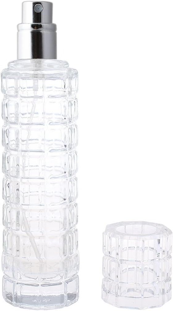 Glass Empty bottle Refillable Perfume Atomizer Spray Perfume Bottles 1 Ounce, Travel Cologne Bottle Portable (Silver)