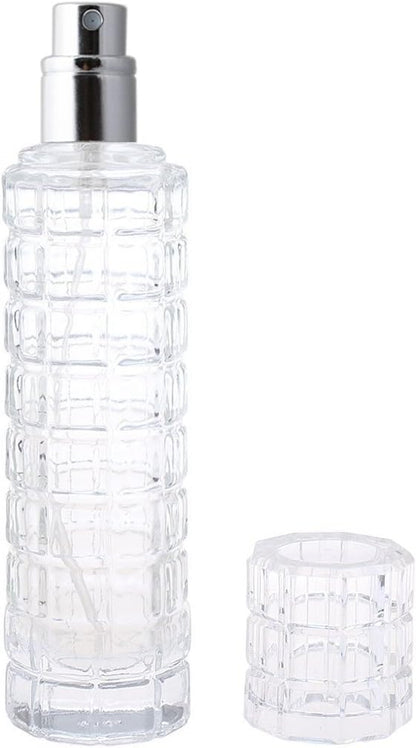 Glass Empty bottle Refillable Perfume Atomizer Spray Perfume Bottles 1 Ounce, Travel Cologne Bottle Portable (Silver)