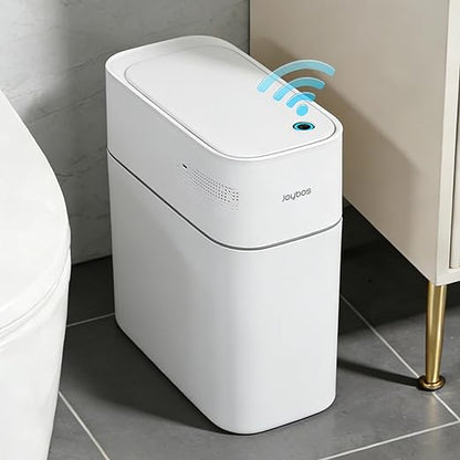 JUDRDO 3.5 Gallon Slim Automatic Trash Can for Bathroom,Touchless Diaper Trash Can with Trash Bag Auto-adsorption Technology,Motion Sensor Diaper Garbage Bins for Bedroom Office Kitchen Toilet