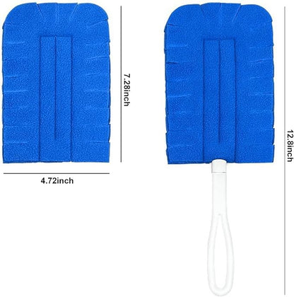 10 Pack Duster Refills Reusable Fleece Cleaning Pads with 2 Dusting Wand, Washable Multi Surface Refill Tools for Home, Blinds, Car, Pet, Furniture, Fans