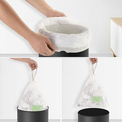 4 Gallon White Trash Bags Drawstring - 3-4 Gal Small Garbage Bags For Bathroom 57 Count 15 Liter Plastic Unscented Mini Size Waste Basket Liners Kitchen Office Car Strong Thick Bulk Heihaily