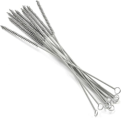 Utoolmart Steel Wire Tube Brush 12" x 1/4" Spiral Long Handle Cleaning Brush for Tube Bottle Pipe Welding Slag Rust Remove Cleaning Tool,10pcs