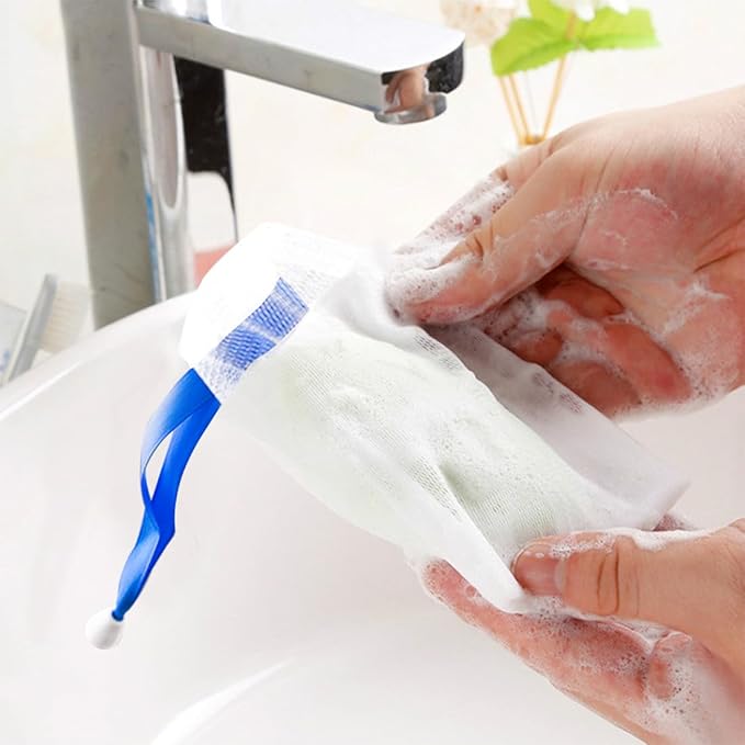 ELANE 20 Pcs Soap Mesh bag,Mesh Soap Bags for Soap Bars,Soap Exfoliating Saver Bag for Foaming and Drying,Hangable(Random colors)