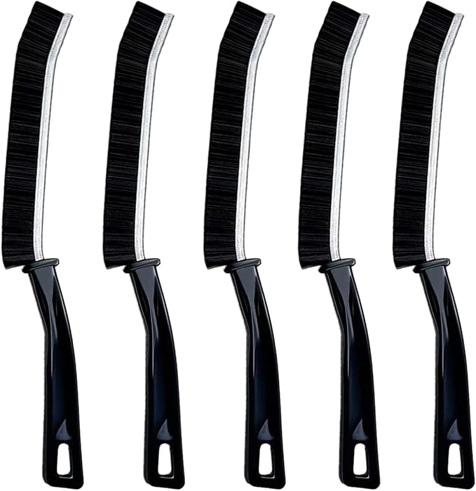 Hard Bristle Crevice Cleaning Brush.Multi-Purpose New Cleaning Brush Tool, Black Bristles with Ergonomic Grip Bathroom Gap Brush, Home, Kitchen, Bathroom, Faucets, Toilet,Window, Vehicle, (5)