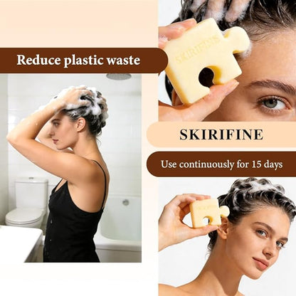 Puzzle-Shaped Rice Water Shampoo Bar – Gentle Cleansing & Moisturizing for Dry or Sensitive Scalp, Fermented Rice Scent, Vegan Solid Shampoo (3.5oz)