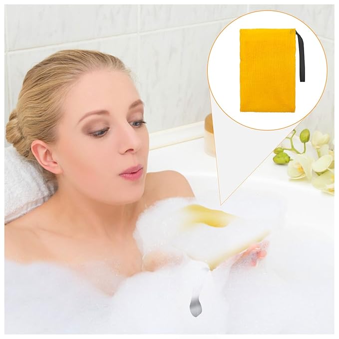 Soap Saver Bag, Soap Bag Soft for Shower, Exfoliating Mesh Soaps Saver Pouch Bags for Facial Body Cleansing Foaming (4.7''x7.8'', Grey, Black, Pink, Yellow, Orange, Blue)