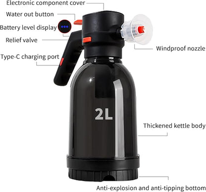 Electric Foam Sprayer for Car Washing, 130 PSI USB Rechargeable Cordless Foam Cannon, 2L Foam Pump Sprayer 2026 New Upgrade Black