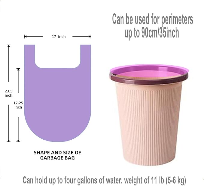4 GALLON Bathroom Trash Bags Purple, 200 Counts Small Garbage Bags for Office, Bathroom Wastebasket Waste Bin Black Portable Rubbish Bags