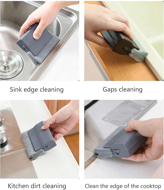 Window Track Cleaner Brush, Handheld Crevice Tool with Thin Head, Deep Cleaning for Window Slides, Door Tracks & Gaps, Removable Washable Pad