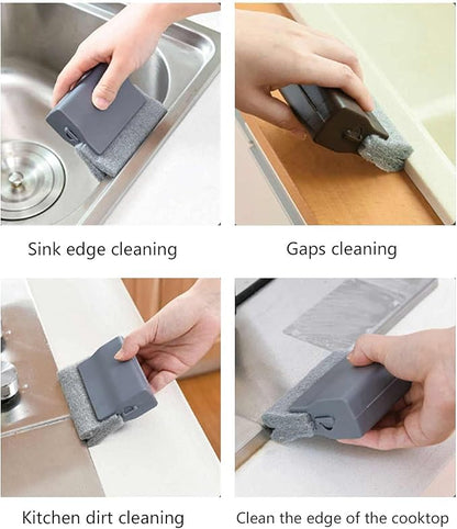 Window Track Cleaner Brush, Handheld Crevice Tool with Thin Head, Deep Cleaning for Window Slides, Door Tracks & Gaps, Removable Washable Pad