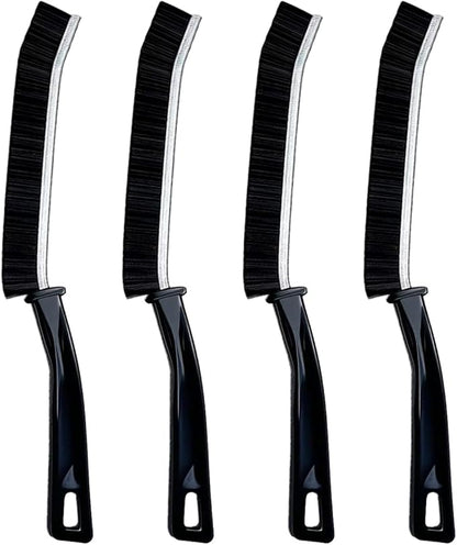 Hard Bristle Crevice Cleaning Brush.Multi-Purpose New Cleaning Brush Tool, Black Bristles with Ergonomic Grip Bathroom Gap Brush, Home, Kitchen, Bathroom, Faucets, Toilet,Window, Vehicle, (4)