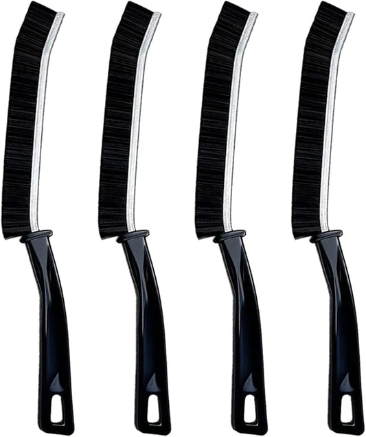 Hard Bristle Crevice Cleaning Brush.Multi-Purpose New Cleaning Brush Tool, Black Bristles with Ergonomic Grip Bathroom Gap Brush, Home, Kitchen, Bathroom, Faucets, Toilet,Window, Vehicle, (4)