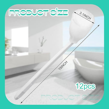 Eaasty Toilet Bowl Mop Toilet Bowl Brush White Soft Swab Bathroom Brush with Holder Long Handle Cleaning Scrubber Bathroom Accessories(12 Pcs)