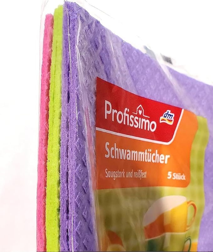 Sponge Cloths Imported from Germany - 5 Pack Reusable Cellulose Dishcloths - schwammtücher Absorbent Swedish Hand Towels for Kitchen, Counters & Washing Dishes - Eco Friendly Gift for Home