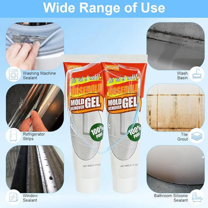 2PCS Nexa Remover Gel,Nuroclean Remover Gel with 2PCS Hard Bristle Crevice Cleaning Brush,Suitable for Grout, Refrigerator, Bathroom Cleaning Solution , Safe Formula That Does Not Damage The Surface