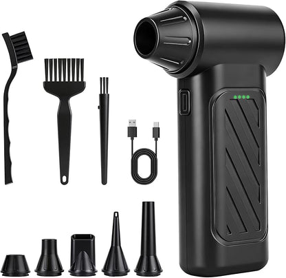 Compressed Air Duster, 130,000RPM Ultra-Powerful Cordless Electric Air Duster with 4000mAh Rechargeable Battery, 3-Gear Adjustable Air Blower for Keyboard, Computer, Car, Home Cleaning