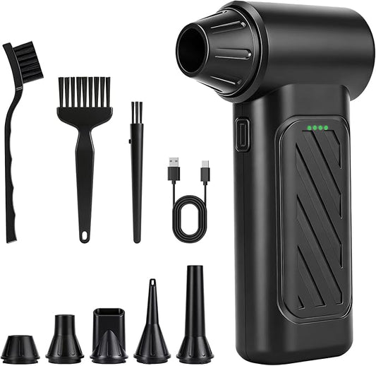 Compressed Air Duster, 130,000RPM Ultra-Powerful Cordless Electric Air Duster with 4000mAh Rechargeable Battery, 3-Gear Adjustable Air Blower for Keyboard, Computer, Car, Home Cleaning