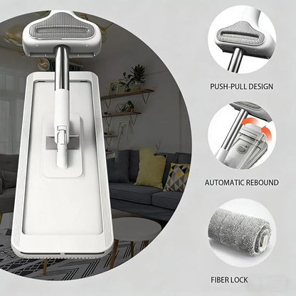 Wet Dry Flat Microfiber Mop for Hardwood Floors, 6 Washable Pads Included, 360° Swivel Mop for Home Kitchen Tile & Laminate Floors
