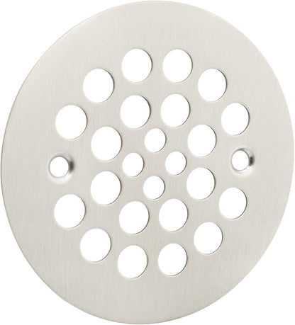 Artiwell 4-1/4“ Shower Strainer Drain Trim Set, Screw-in Shower Strainer Drain Cover, Plastic-Oddities Style Replacement Strainer Grid,Machine & Self-Tapping Screws Included (Brushed Nickel)