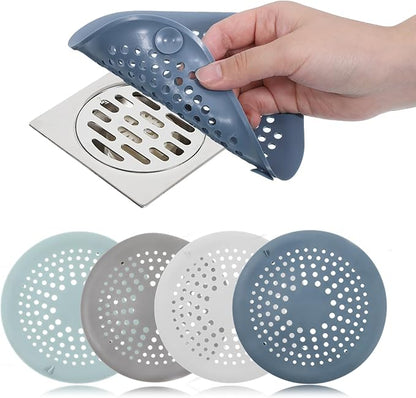4 Packs Round Hair Drain Catcher, Drain Cover with Suction Cups, Durable Shower Drain Hair Catcher for Bathroom, Bathtub, Kitchen, Easy to Clean