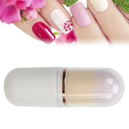 Nail Dust Brush, Nail Art Dust Powder Remover Brush Rhinestone Handle Nail Art Dust Cleaner Brush Professional Nail Art Tool Manicure Duster Tools for Acrylic Gel Nails (White)