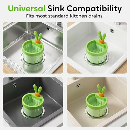 2 Pcs Cactus Sink Drain Strainer – Press-to-Dump Kitchen Sink Filter Basket, 3 Inch Food Residue Collector with One-Press Lifting Stopper, Multifunctional Waste Catcher for Home (Set E)