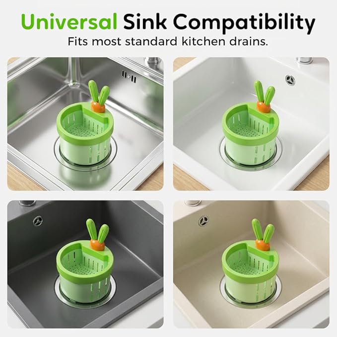 2 Pcs Cactus Sink Drain Strainer – Press-to-Dump Kitchen Sink Filter Basket, 3 Inch Food Residue Collector with One-Press Lifting Stopper, Multifunctional Waste Catcher for Home (White)