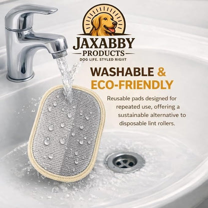 Jaxabby Products Reusable Pet Hair Cleanup Kit – 3-Piece Fabric Hair Remover Set for Clothes, Furniture & Car Interiors – Washable Reusable Lint Roller Alternative (Pastel Green)
