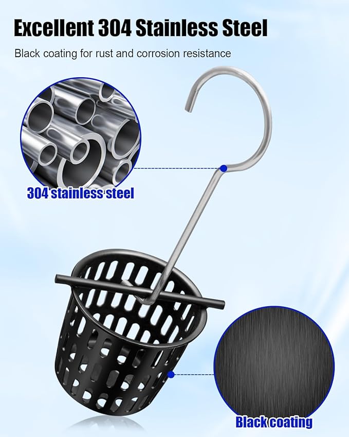 1 Pc 2 Inch Hair and Debris Strainer, Black Coating Shower Drain Strainer with Lifting Hook, Stainless Steel Debris Basket Shower Catcher for Square/Floor Drain