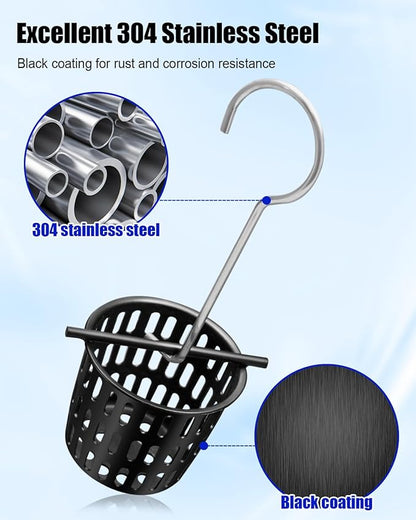 1 Pc 2 Inch Hair and Debris Strainer, Black Coating Shower Drain Strainer with Lifting Hook, Stainless Steel Debris Basket Shower Catcher for Square/Floor Drain