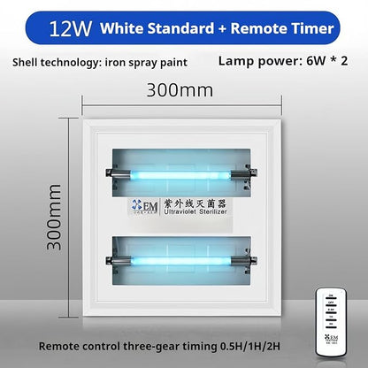COIO White Embedded Ultraviolet lamp with Wireless Remote Control Timing Setting, achieving 360 ° Coverage, Suitable for use in Home Offices, Restaurants, and Hotels When unmanned (US-007112W-Q)