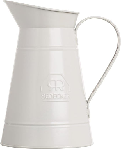 Redecker White Coated Metal Toilet Brush Set with High Grade Nylon Toilet Brush with Oiled Beechwood Handle, Replaceable Head, Vintage Design with Handle and Spout, Made in Germany