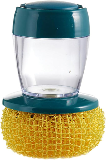 awakentti Soap Dispensing Palm Brush, Soap Dispensing Palm Brush Storage Set, Refillable and Visible, Portable Dish Brush for Dishes Pot Pan Kitchen Sink Scrubbing (Dark Green)