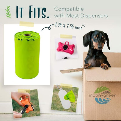 Dog Poop Bag with Holder, Compostable Dog Bags for Poop, Vegetable-Based Doggy Poop Bags, Eco-Friendly, Unscented, Extra Thick and Leak Proof, 120 Counts, 10 Rolls, 9 x 13 Inches