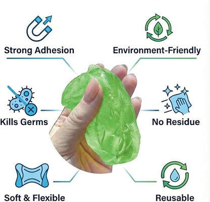 4PCS Car Cleaning Gels, Universal Automotive Air Vent Dust Cleaning Putty, Reusable Auto Interior Detailing Slime Supplies, Fit for Dashboards, Cup Holders (Green)