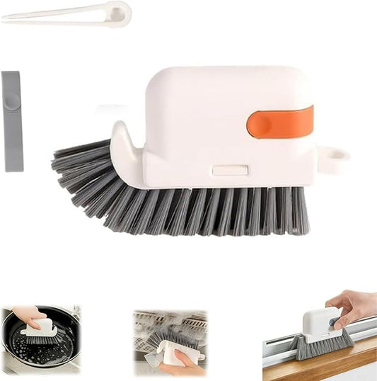 3-in-1 Removable Window Slot Brush,New Window Groove Cleaning Brush, Portable Window Track Cleaner Window Groove Cleaning Brush Tools with Hidden Scraper for Home Window Groove (Orange-1PC)