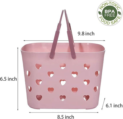 Anyoifax Portable Shower Caddy Tote Plastic Storage Basket with Handle Box Organizer Bin for Bathroom, Pantry, Kitchen, College Dorm, Garage - Pink
