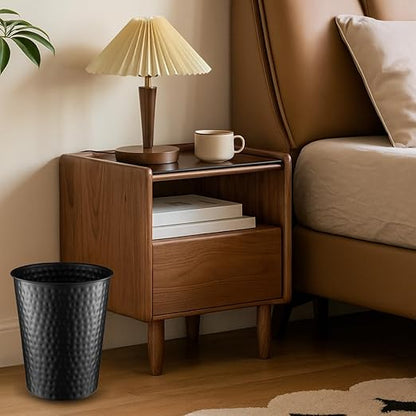 Monarch Abode Metal Bathroom Trash Can – Waste Basket for Bedroom, Office Desk, & Dorm, Hand Hammered, Durable Decorative Black Small Trash Can Bathroom Garbage Bin Wastebasket