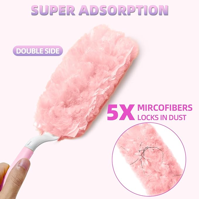 30 Count Duster Refills Compatible with Swiffer Handle, 360° Multi-Surface Duster Refills with 1 Handle, Dusters with 5X Microfibers for Cleaning Home, Furniture, Electronics, Office, Blinds